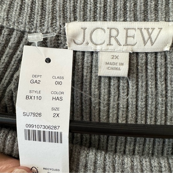 NEW J. Crew Raglan Fitted Waist Ribbed Crewneck Sweater Plus Size XXL Gray Crop - Picture 5 of 12